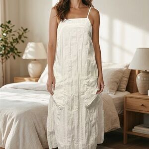 Urban Outfitters Cream Spaghetti-Strap Maxi Slip Dress